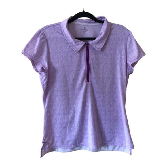 Athleta Gravity 1/2 Zip Hi Low Polo Golf Top Women's Size XL Light Purple - Picture 1 of 6